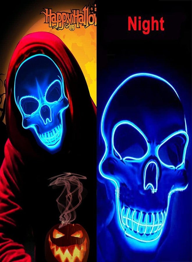 OceanWings Halloween Scary Mask Light Up Mask for Party Favor Supplies with 3 Modes (Blue) - Image 2